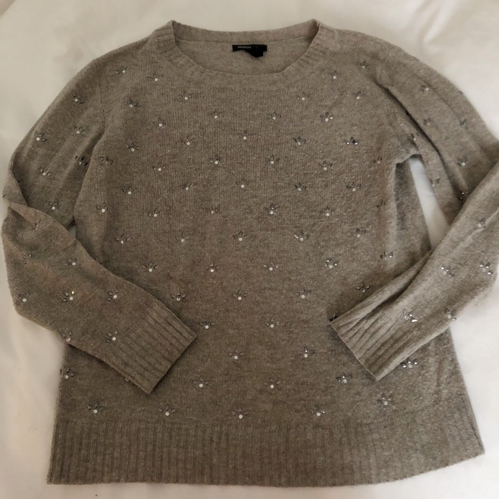 Embellished Gray MANGO Sweater